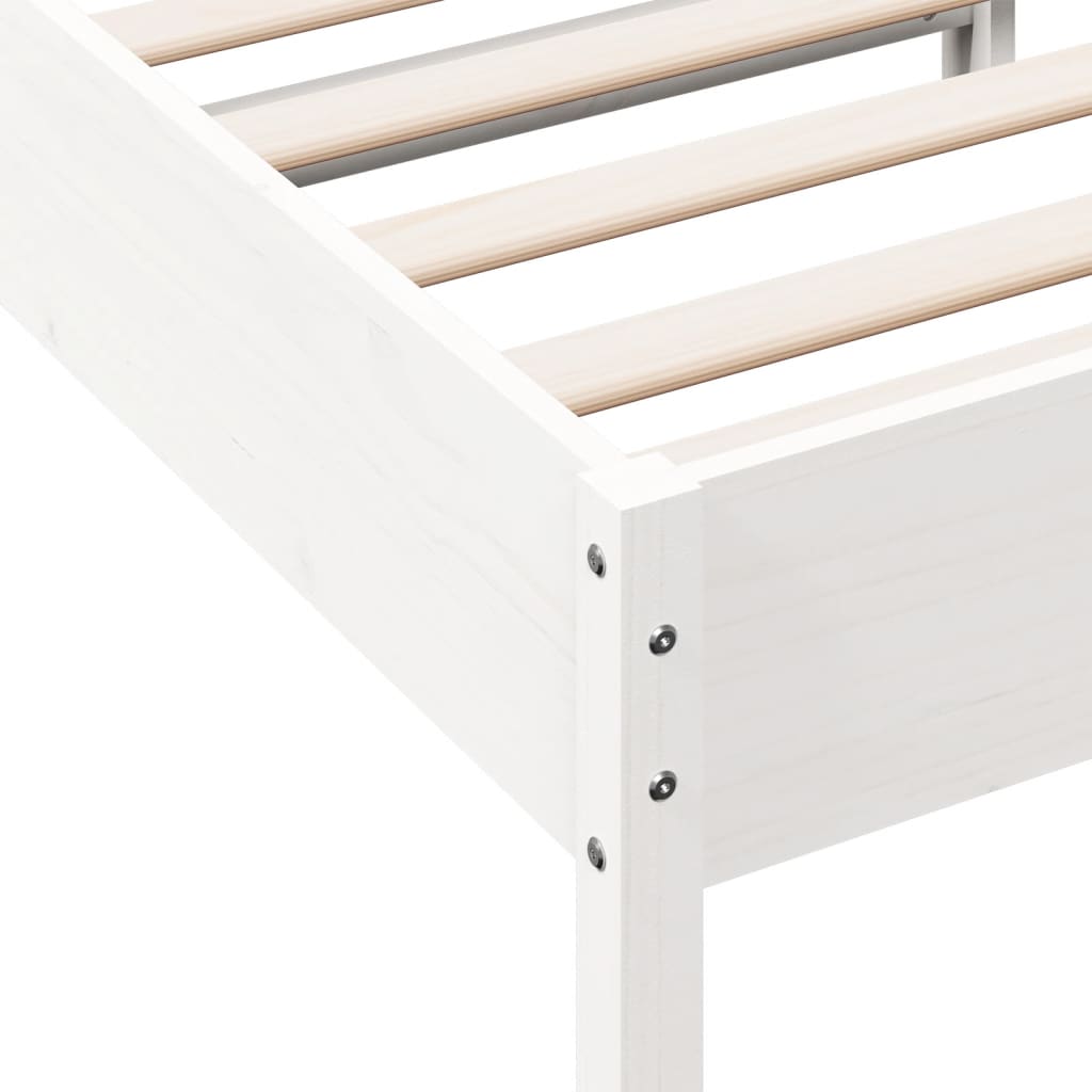 vidaXL Bed Frame without Mattress White 75x190 cm Small Single Solid Wood Pine