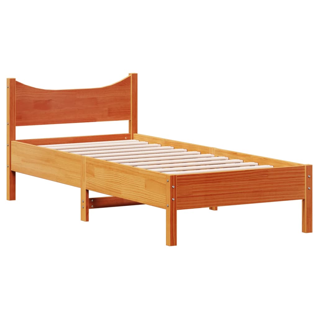 vidaXL Bed Frame without Mattress Wax Brown 75x190 cm Small Single Solid Wood Pine