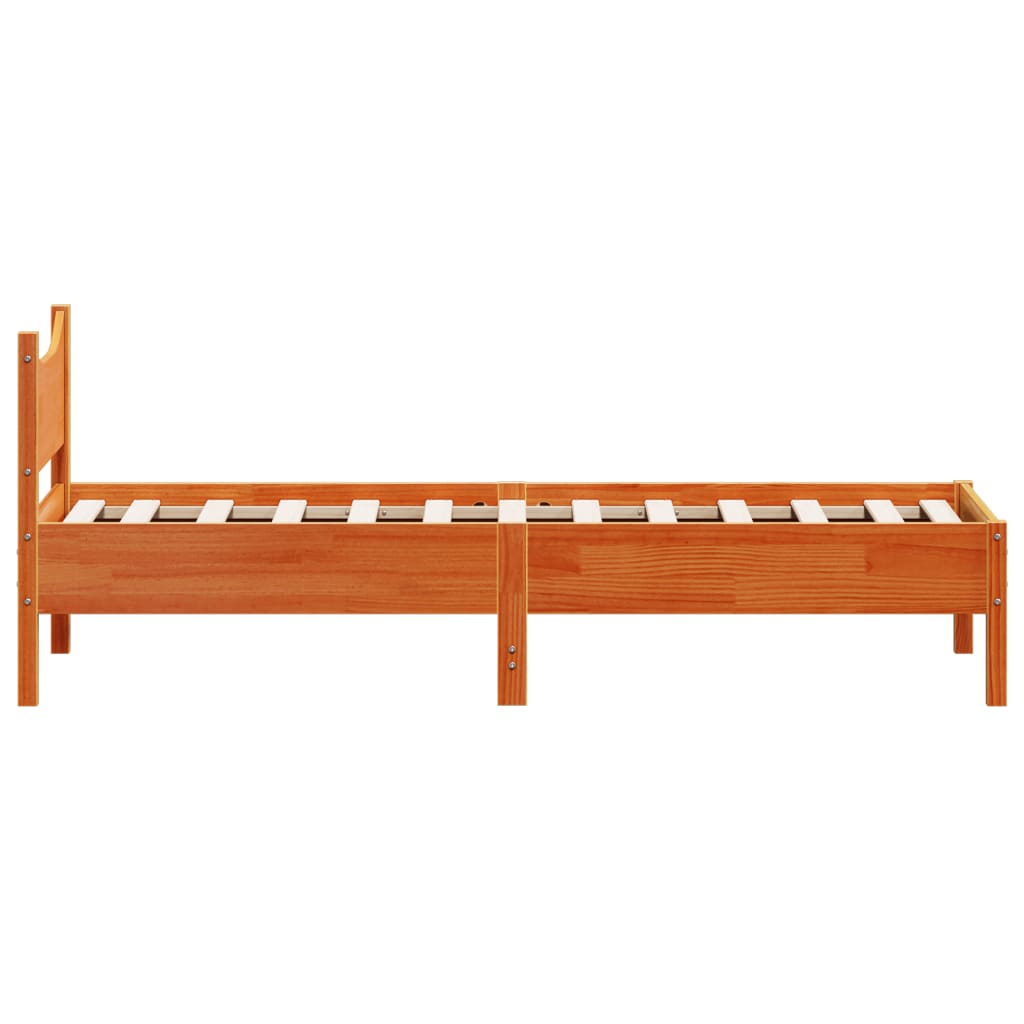 vidaXL Bed Frame without Mattress Wax Brown 75x190 cm Small Single Solid Wood Pine