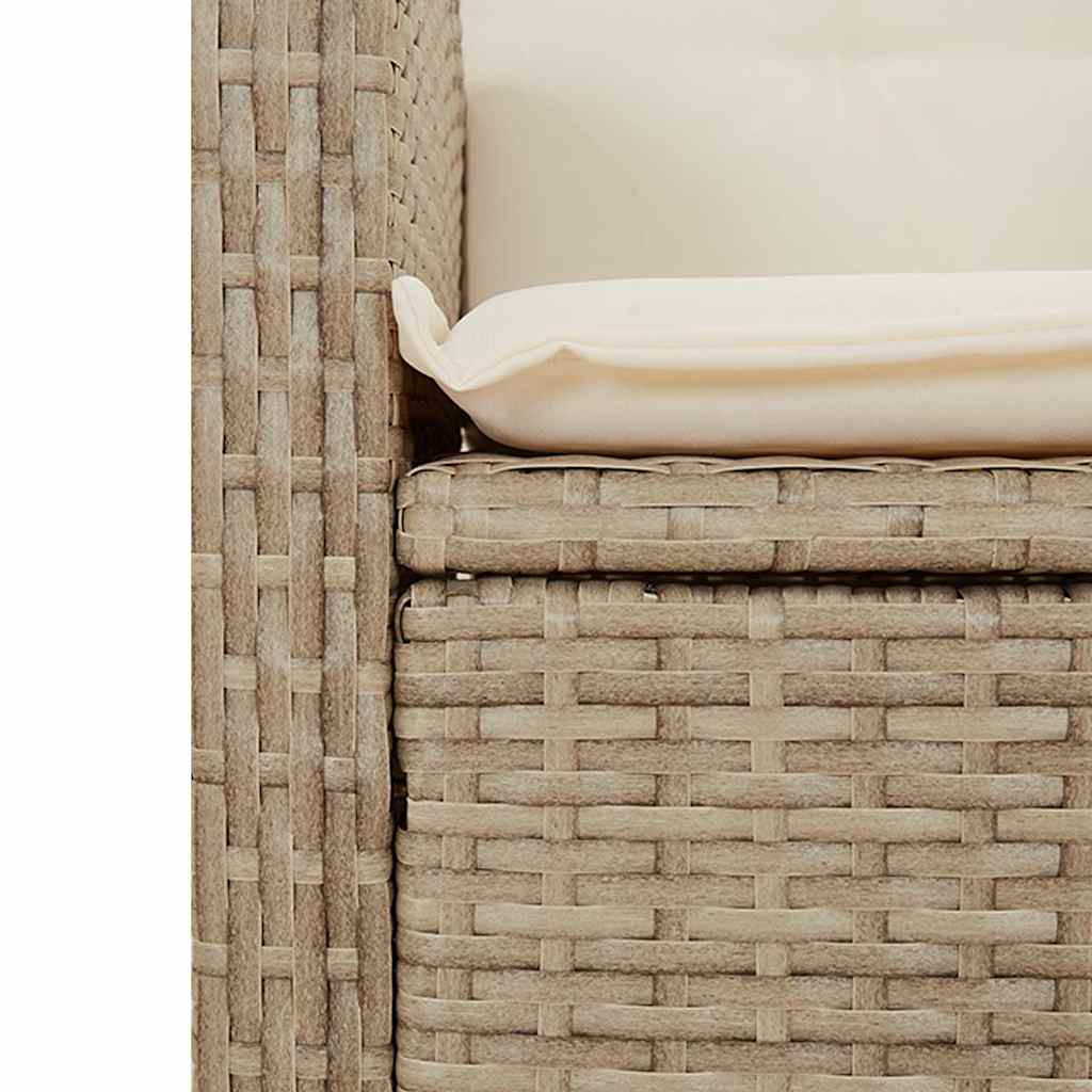 Reclining Garden Bench with Cushions Beige Poly Rattan