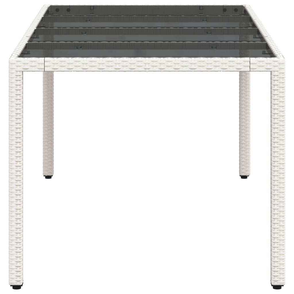 vidaXL Garden Table with Glass Top White 190x90x75 cm Poly Rattan