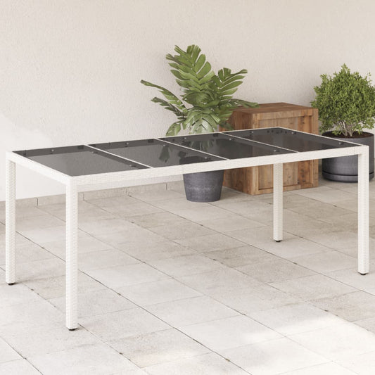 vidaXL Garden Table with Glass Top White 190x90x75 cm Poly Rattan