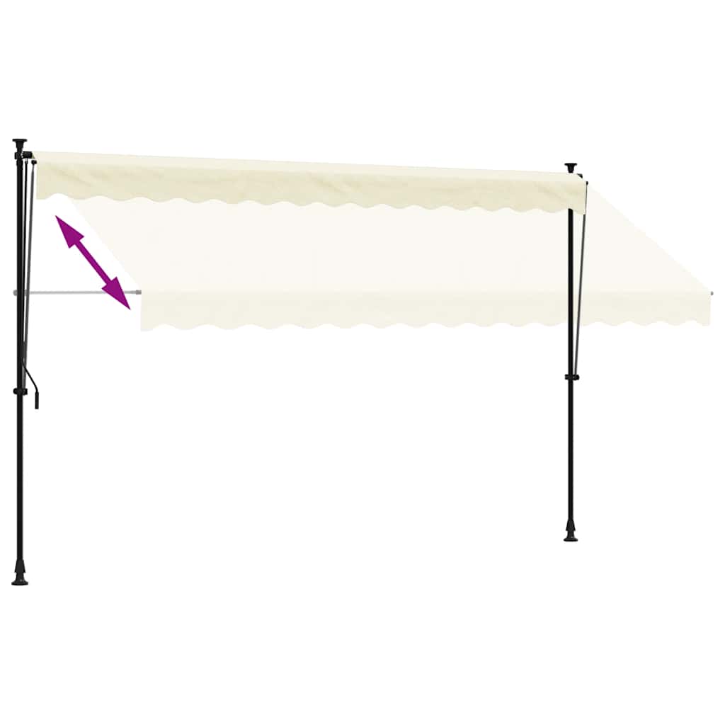 vidaXL Retractable Awning Cream 350x150 cm Fabric and Steel