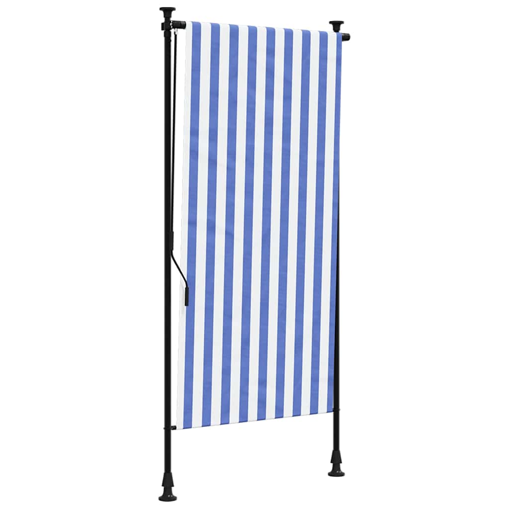 Outdoor Roller Blind Blue and White 100x270 cm Fabric&Steel