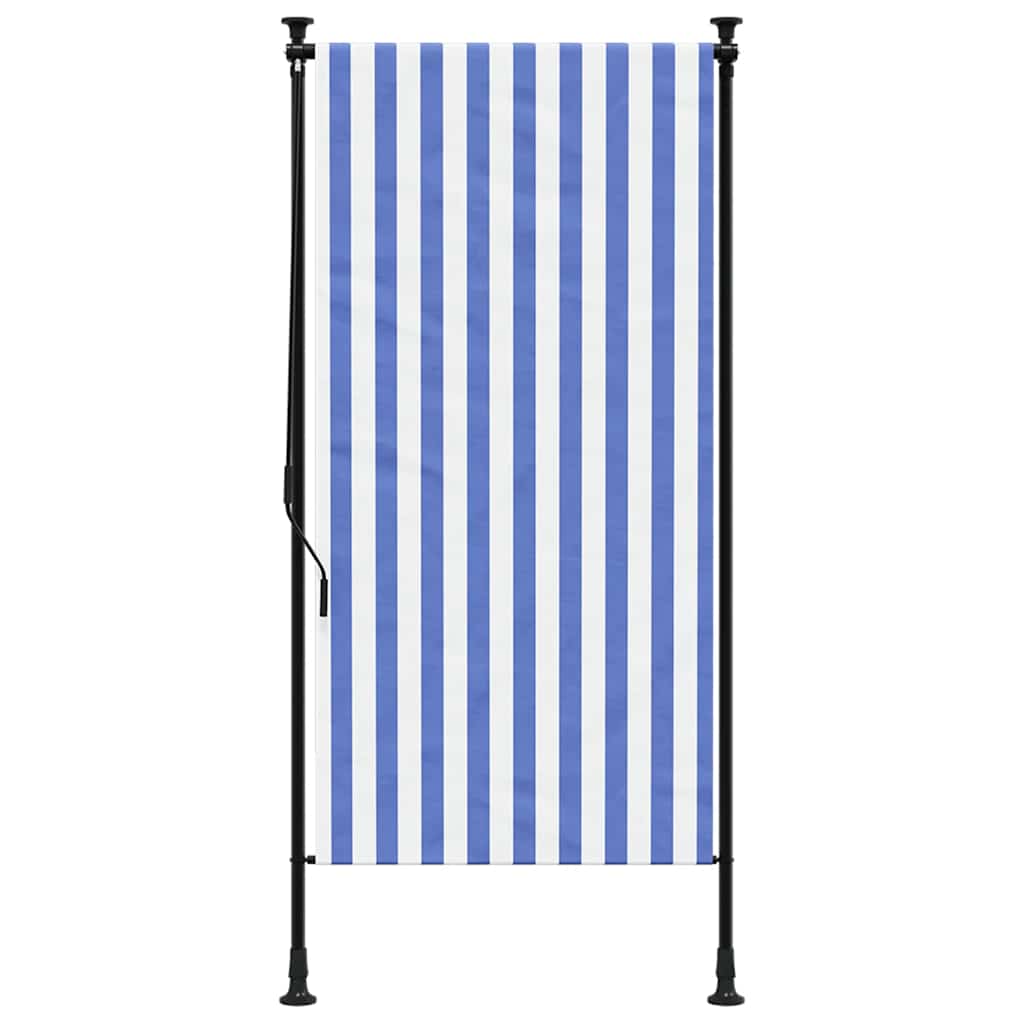 Outdoor Roller Blind Blue and White 100x270 cm Fabric&Steel