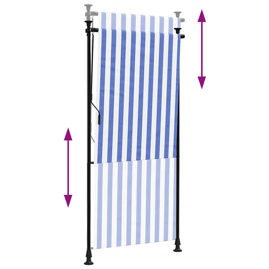 Outdoor Roller Blind Blue and White 100x270 cm Fabric&Steel