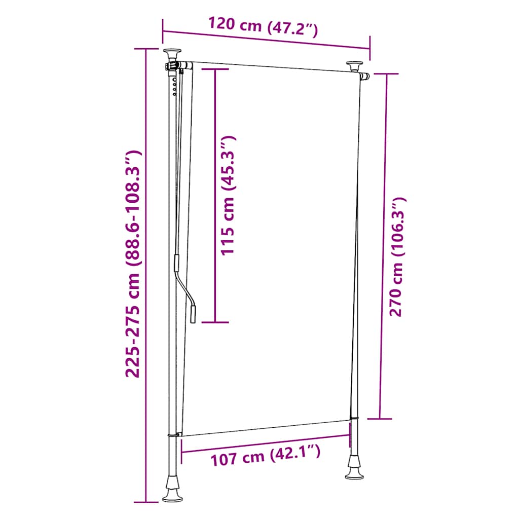 Outdoor Roller Blind Blue and White 120x270 cm Fabric&Steel
