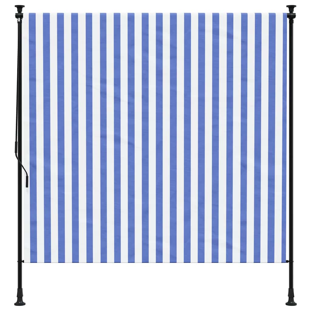 Outdoor Roller Blind Blue and White 150x270 cm Fabric&Steel