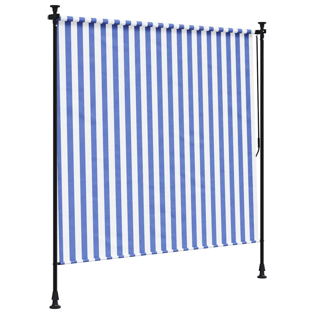 Outdoor Roller Blind Blue and White 150x270 cm Fabric&Steel