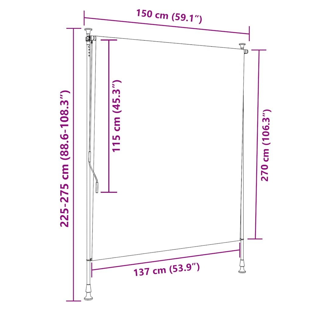 Outdoor Roller Blind Blue and White 150x270 cm Fabric&Steel