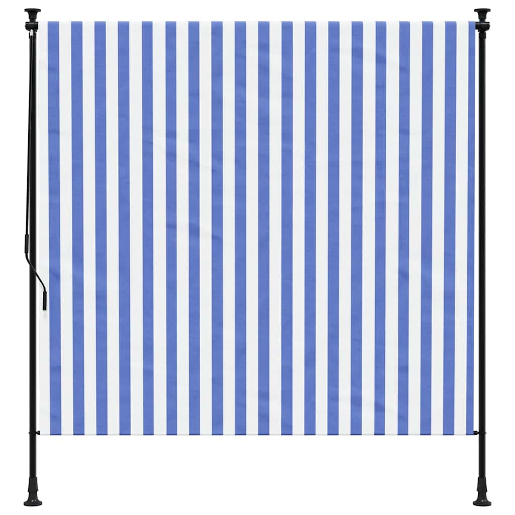 Outdoor Roller Blind Blue and White 200x270 cm Fabric&Steel