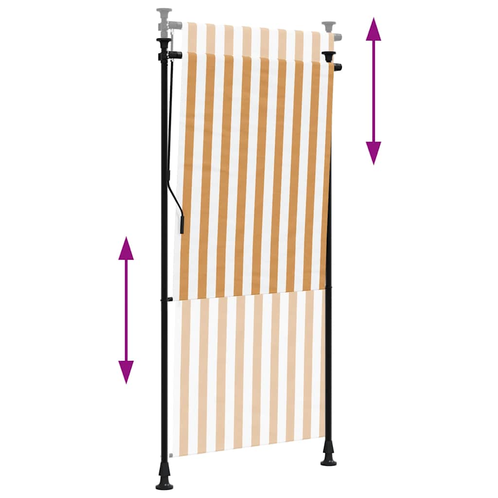 Outdoor Roller Blind Orange and White 100x270 cm Fabric&Steel