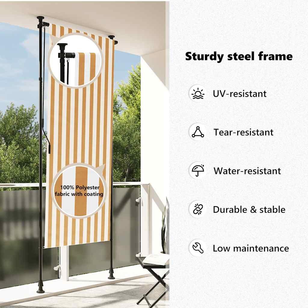 Outdoor Roller Blind Orange and White 120x270 cm Fabric&Steel