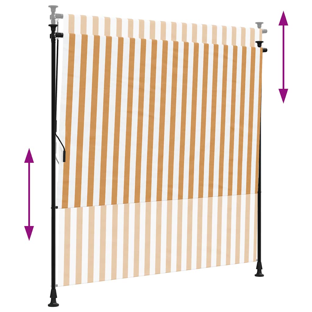 Outdoor Roller Blind Orange and White 200x270 cm Fabric&Steel