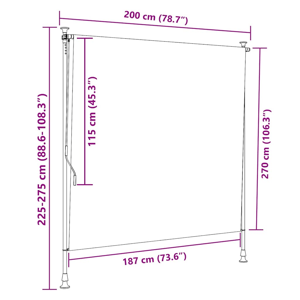 Outdoor Roller Blind Orange and White 200x270 cm Fabric&Steel