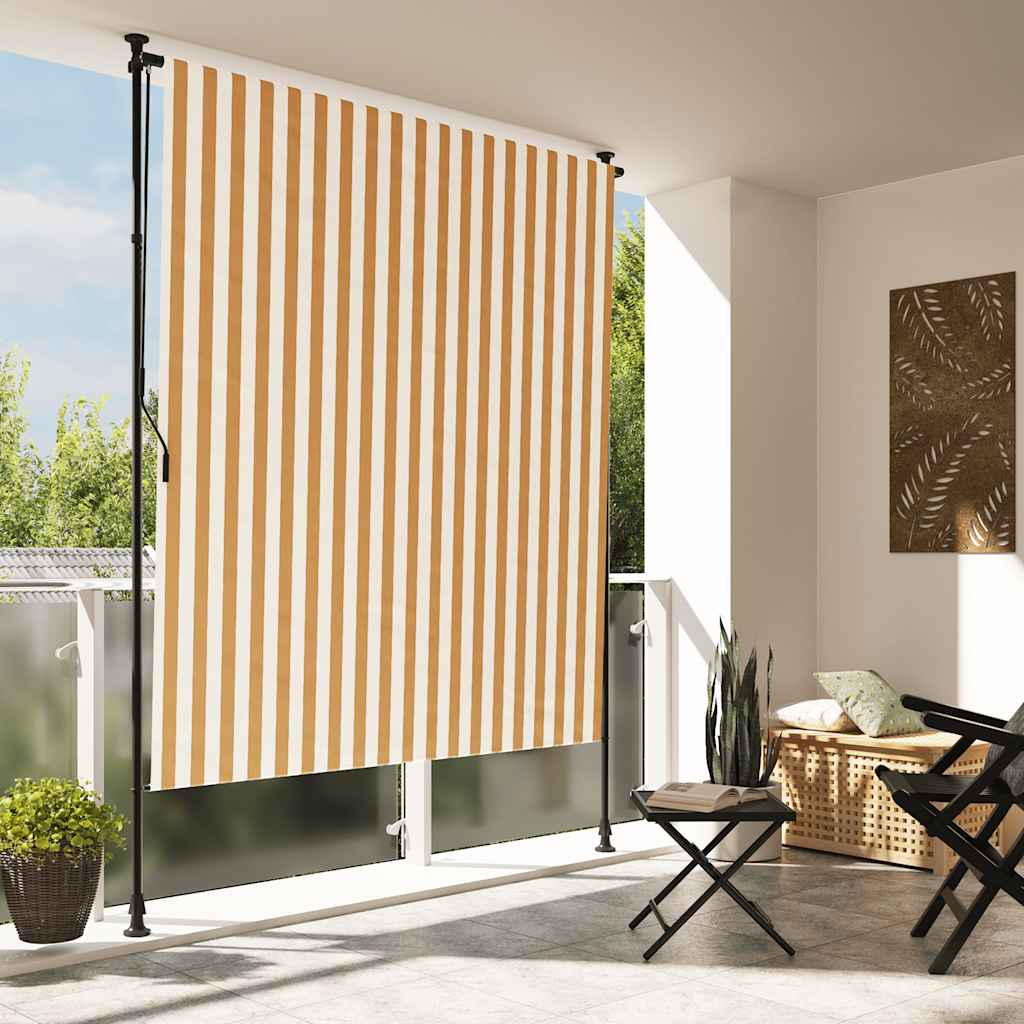 Outdoor Roller Blind Orange and White 200x270 cm Fabric&Steel