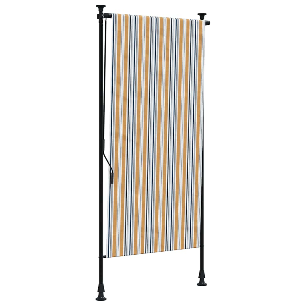 Outdoor Roller Blind Yellow and White 100x270 cm Fabric&Steel