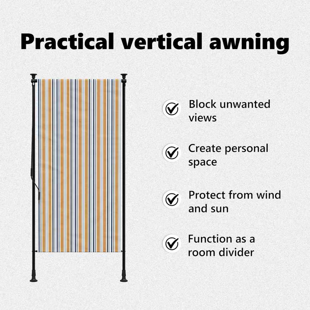 Outdoor Roller Blind Yellow and White 100x270 cm Fabric&Steel
