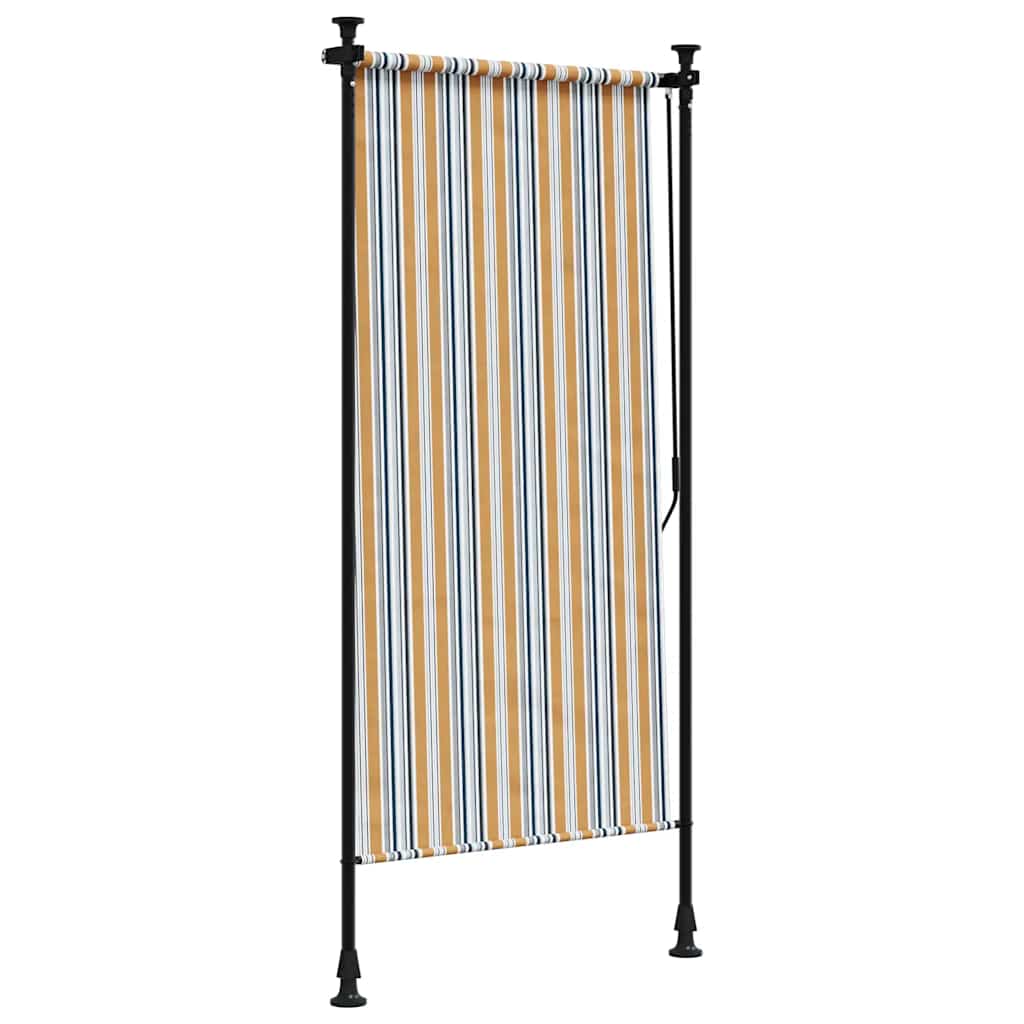 Outdoor Roller Blind Yellow and White 100x270 cm Fabric&Steel