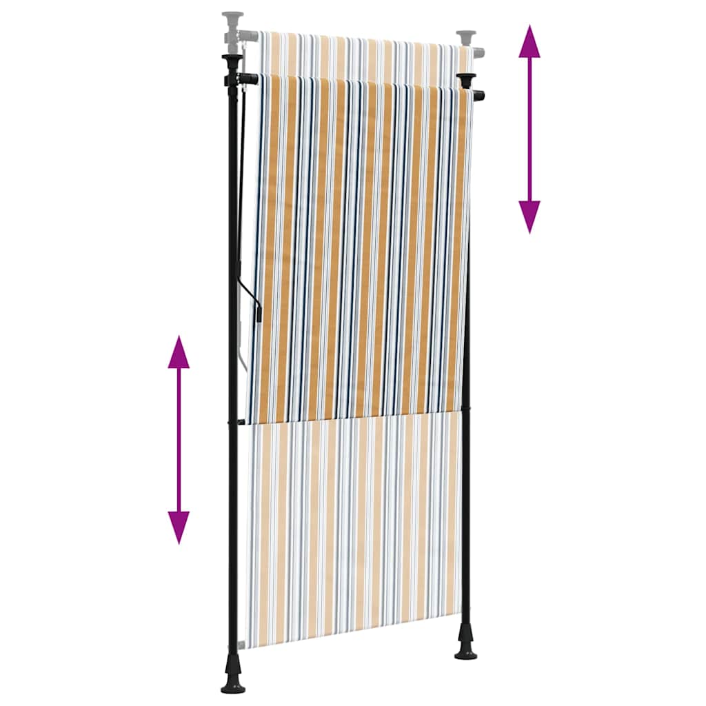 Outdoor Roller Blind Yellow and White 100x270 cm Fabric&Steel