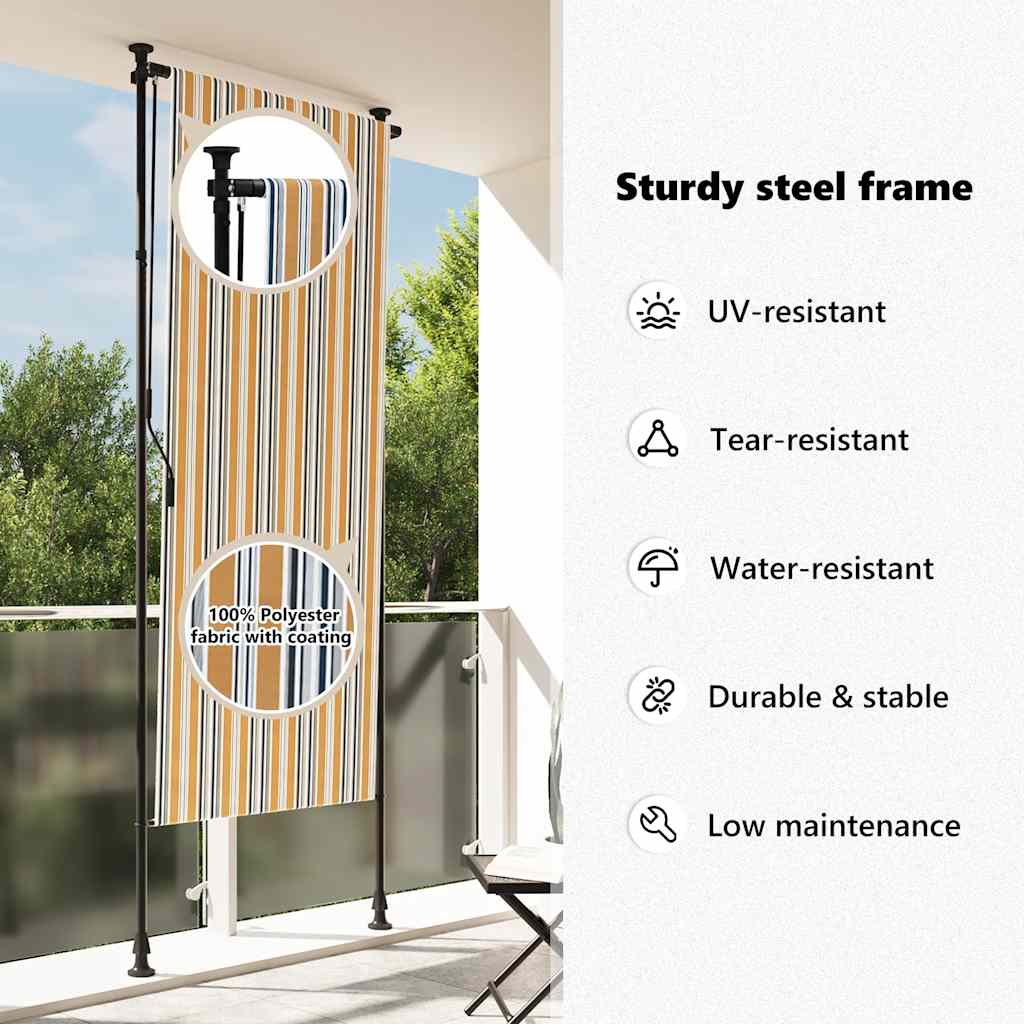 Outdoor Roller Blind Yellow and White 100x270 cm Fabric&Steel