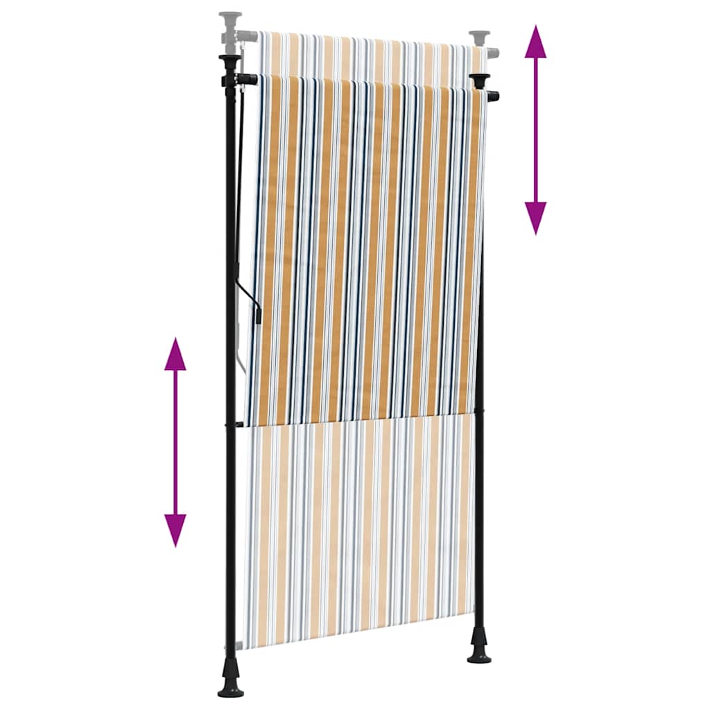Outdoor Roller Blind Yellow and White 120x270 cm Fabric&Steel
