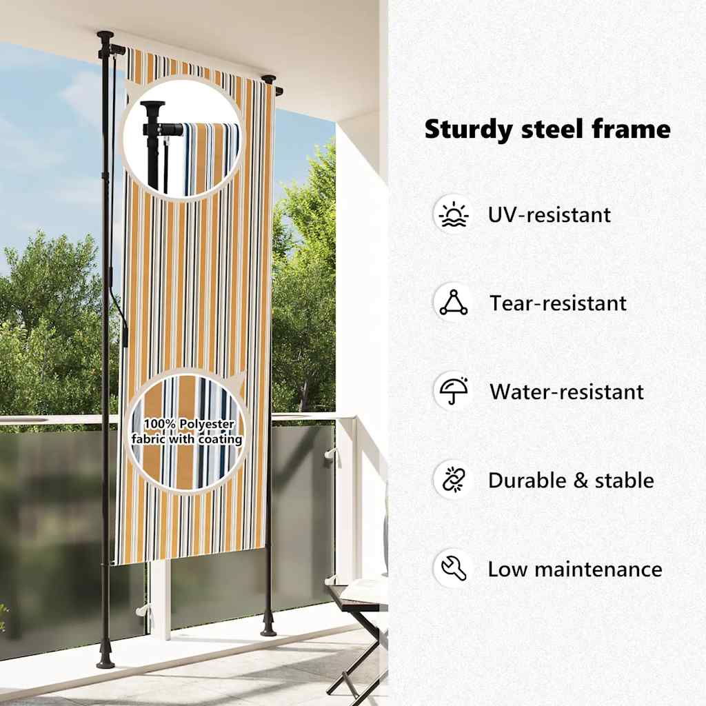 Outdoor Roller Blind Yellow and White 120x270 cm Fabric&Steel
