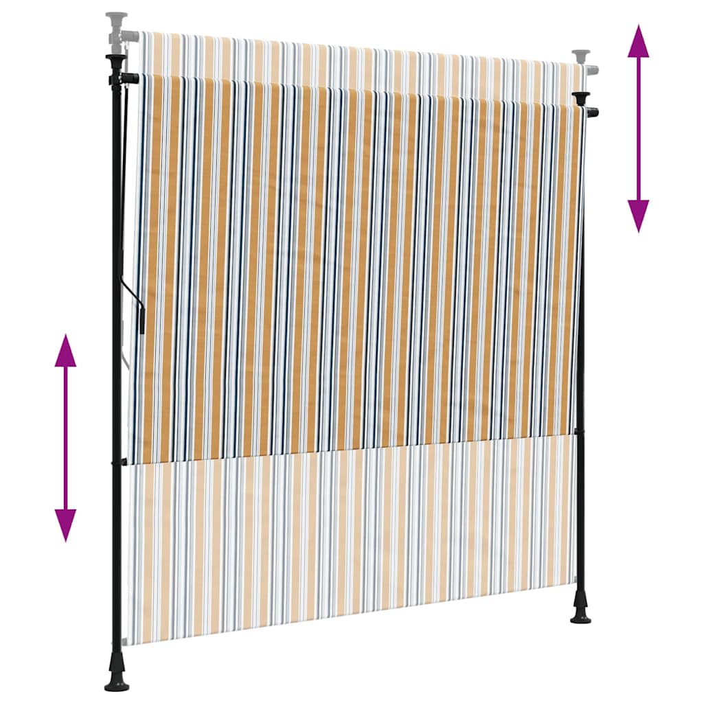 Outdoor Roller Blind Yellow and White 150x270 cm Fabric&Steel