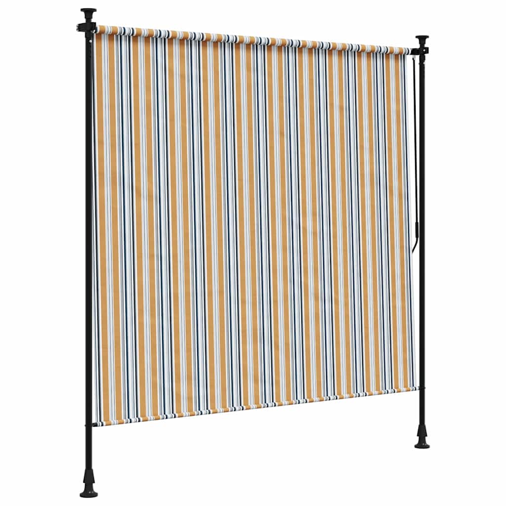 Outdoor Roller Blind Yellow and White 200x270 cm Fabric&Steel
