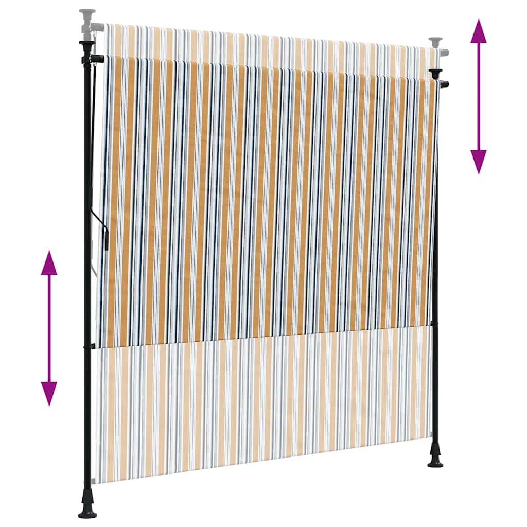 Outdoor Roller Blind Yellow and White 200x270 cm Fabric&Steel