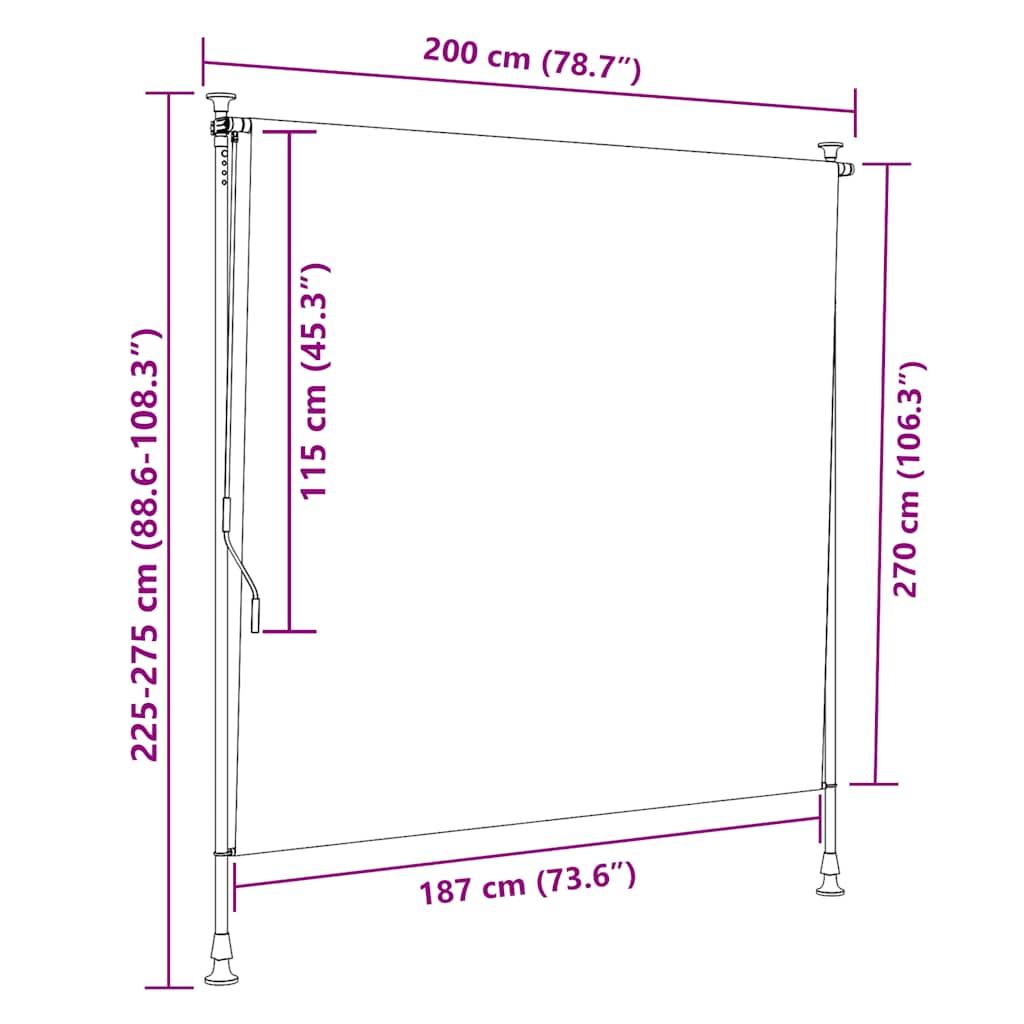 Outdoor Roller Blind Yellow and White 200x270 cm Fabric&Steel