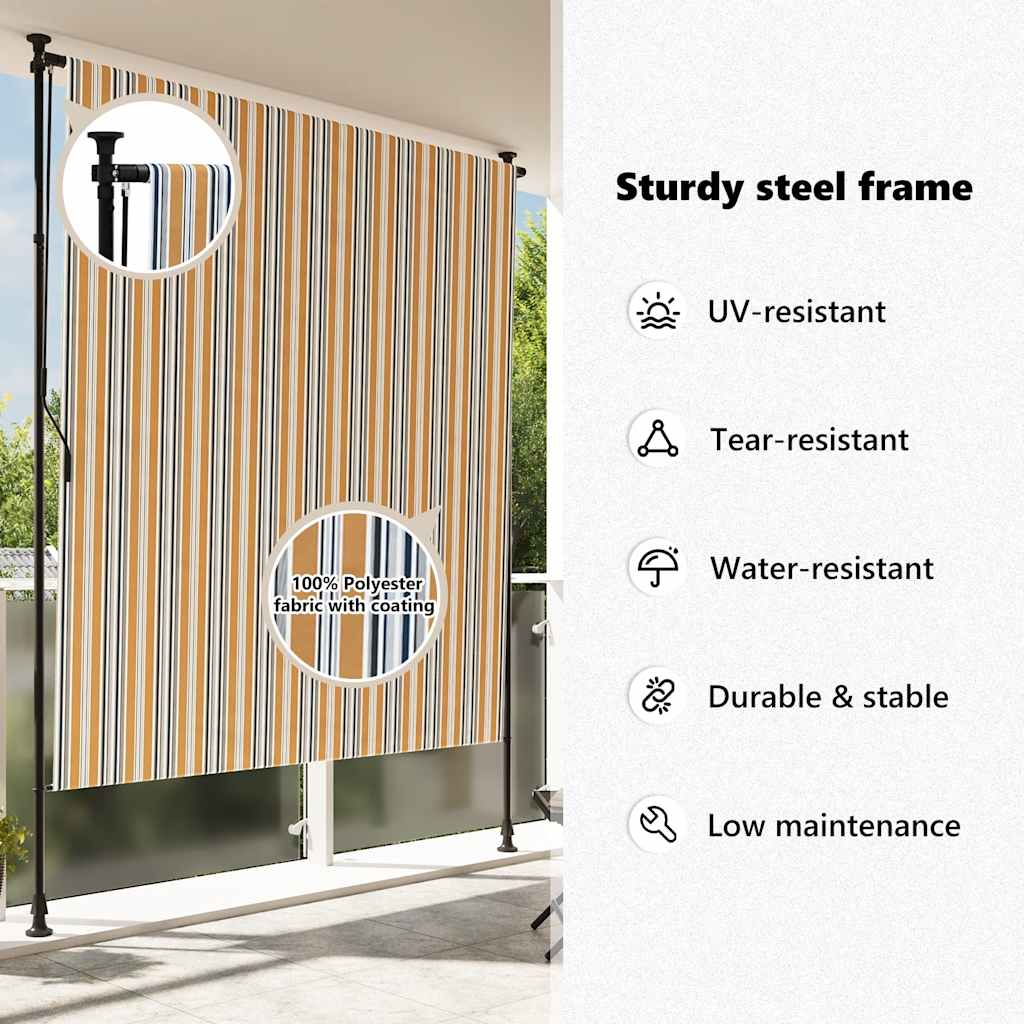 Outdoor Roller Blind Yellow and White 200x270 cm Fabric&Steel