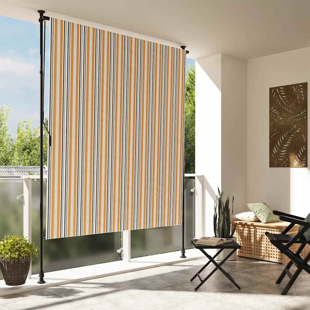 Outdoor Roller Blind Yellow and White 200x270 cm Fabric&Steel