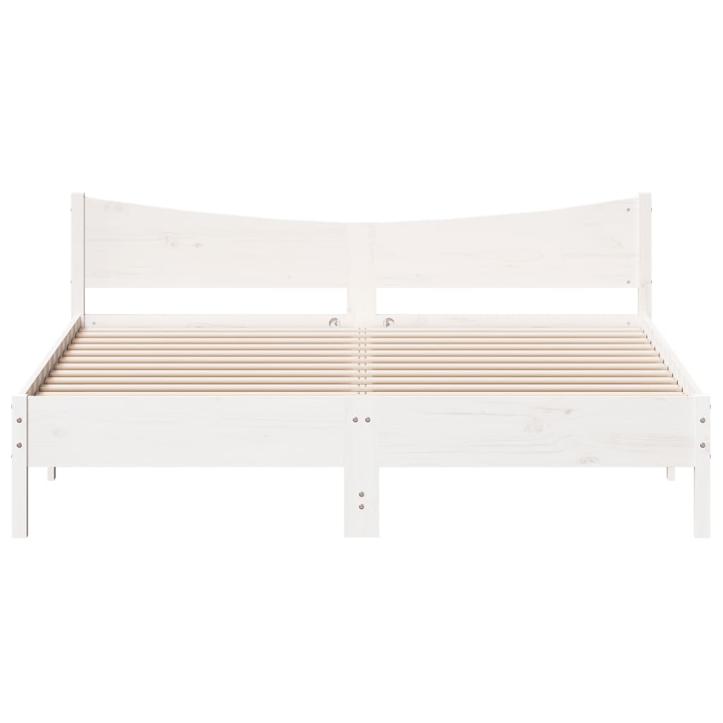 Bed Frame without Mattress White 200x200 cm Solid Wood Pine