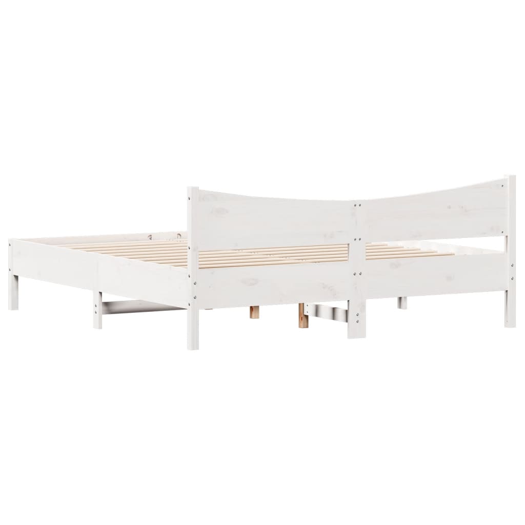 vidaXL Bed Frame without Mattress White 180x200 cm Super King Solid Wood Pine