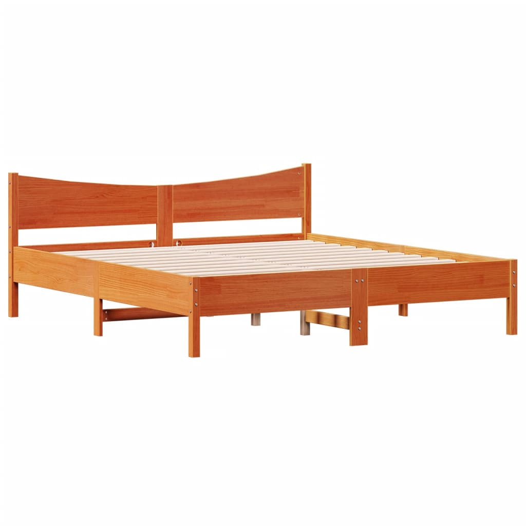 vidaXL Bed Frame without Mattress Wax Brown 180x200 cm Super King Solid Wood Pine