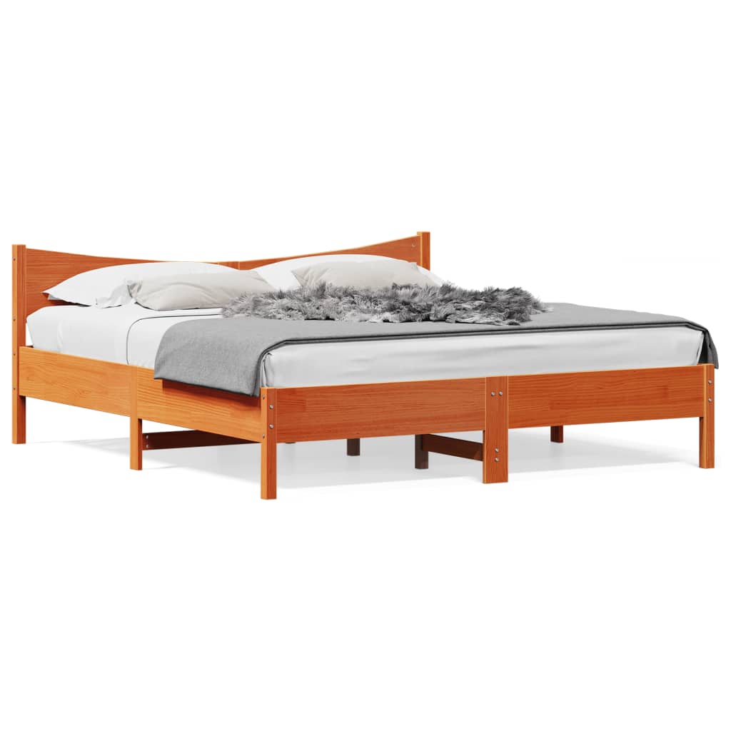 vidaXL Bed Frame without Mattress Wax Brown 180x200 cm Super King Solid Wood Pine