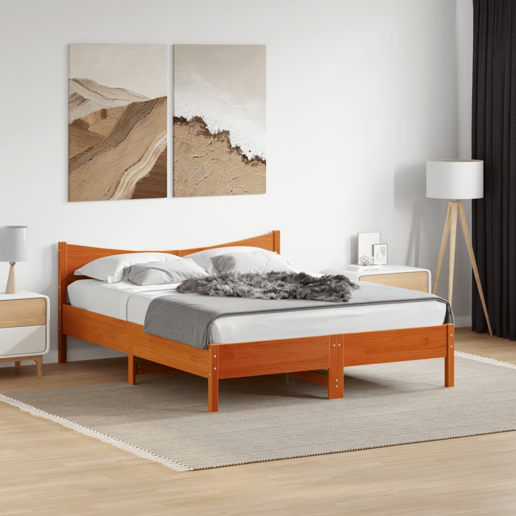 vidaXL Bed Frame without Mattress Wax Brown 160x200 cm Solid Wood Pine