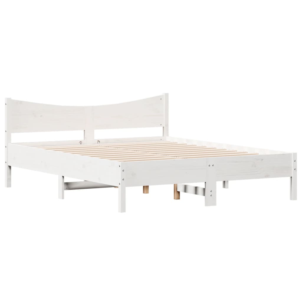 vidaXL Bed Frame without Mattress White 150x200 cm King Size Solid Wood Pine