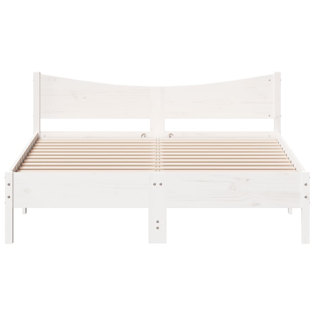 vidaXL Bed Frame without Mattress White 150x200 cm King Size Solid Wood Pine