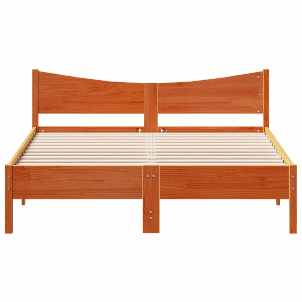 vidaXL Bed Frame without Mattress Wax Brown 150x200 cm King Size Solid Wood Pine