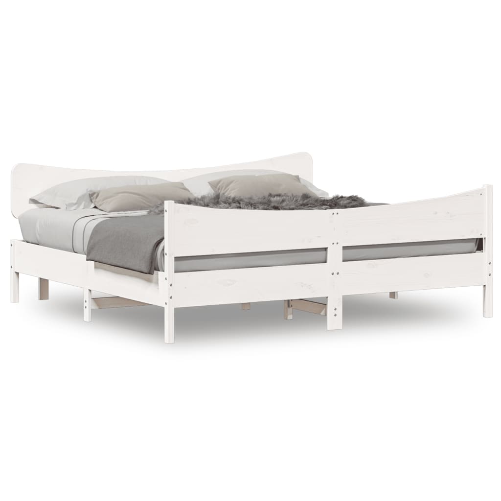 Bed Frame without Mattress White 200x200 cm Solid Wood Pine