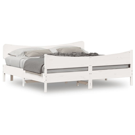 vidaXL Bed Frame without Mattress White 200x200 cm Solid Wood Pine