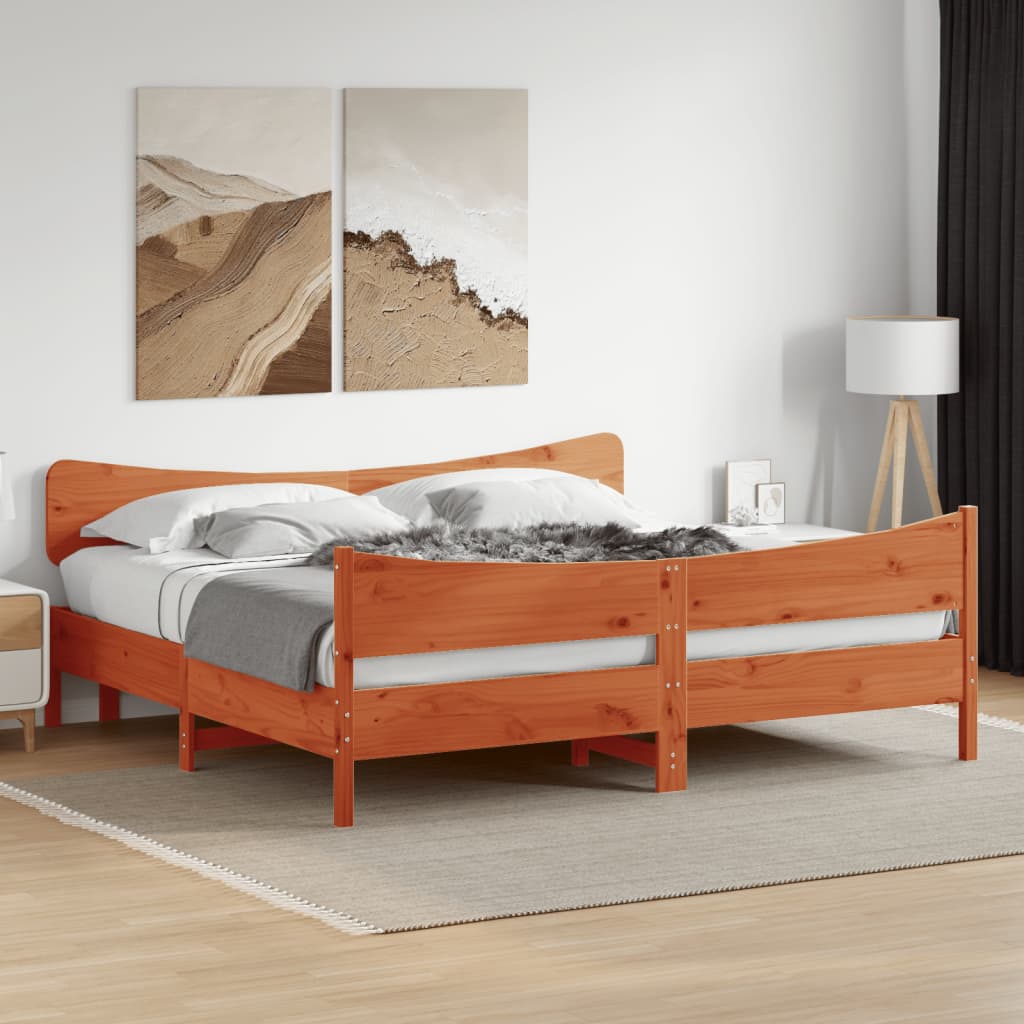 vidaXL Bed Frame without Mattress Wax Brown 200x200 cm Solid Wood Pine