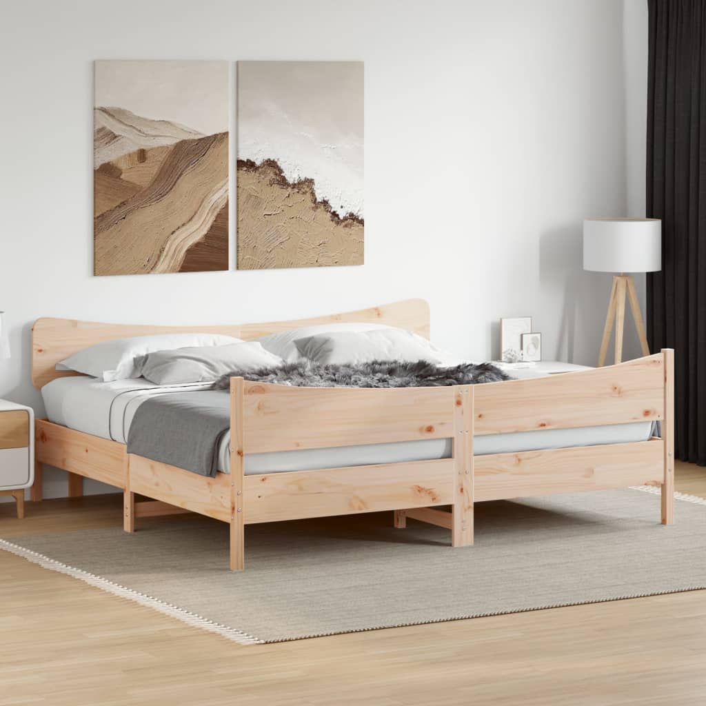 vidaXL Bed Frame without Mattress 180x200 cm Super King Solid Wood Pine