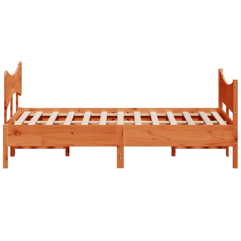 vidaXL Bed Frame without Mattress Wax Brown 150x200 cm King Size Solid Wood Pine