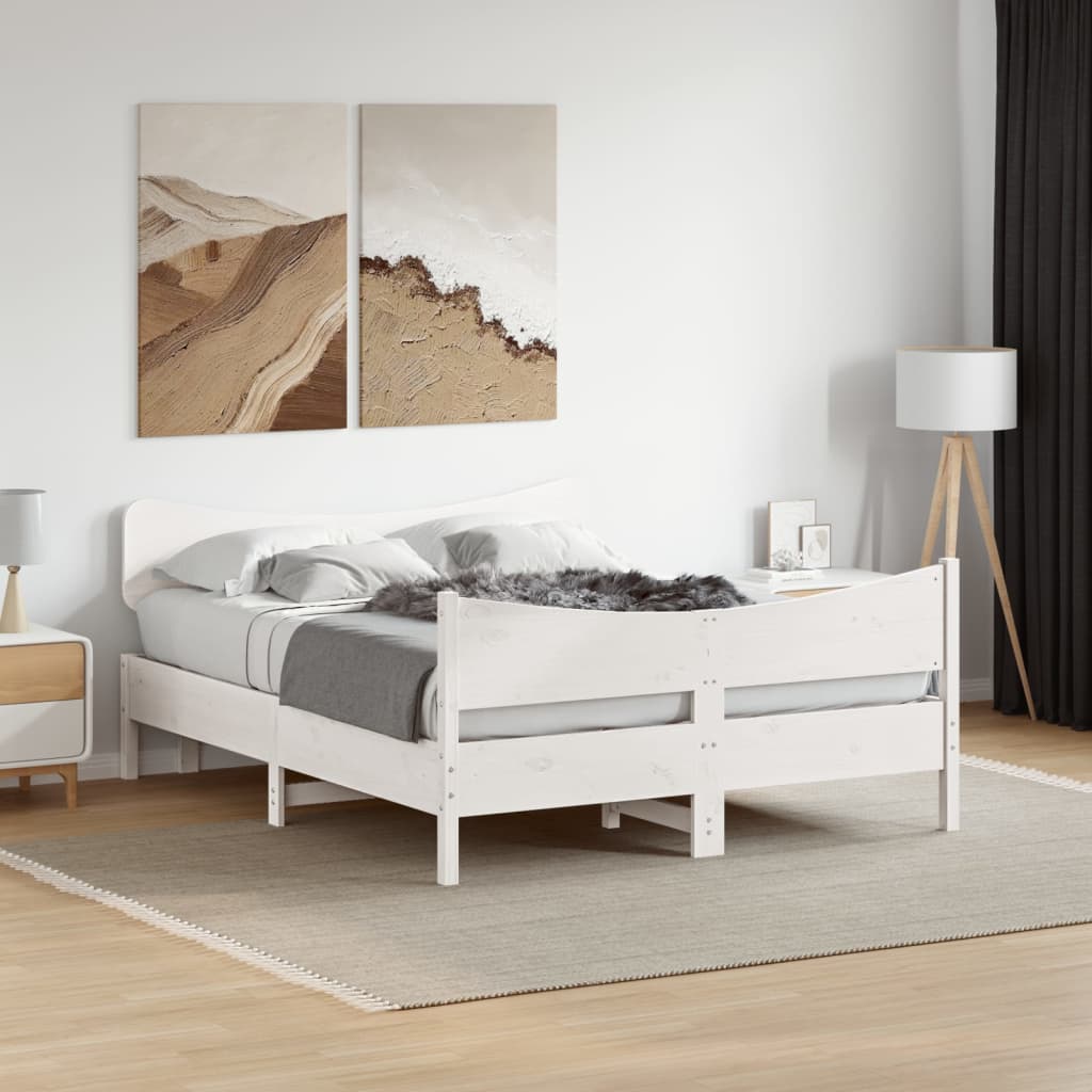 vidaXL Bed Frame without Mattress White 140x200 cm Solid Wood Pine