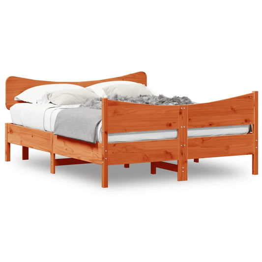 vidaXL Bed Frame without Mattress Wax Brown 140x200 cm Solid Wood Pine