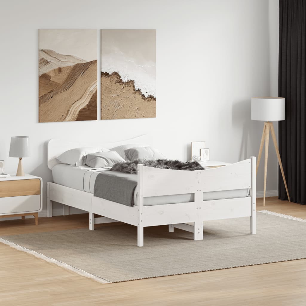 vidaXL Bed Frame without Mattress White 120x200 cm Solid Wood Pine