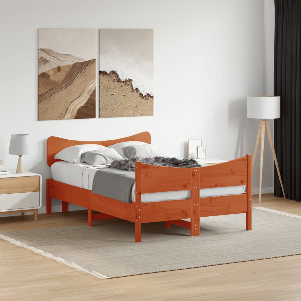 vidaXL Bed Frame without Mattress Wax Brown 120x200 cm Solid Wood Pine